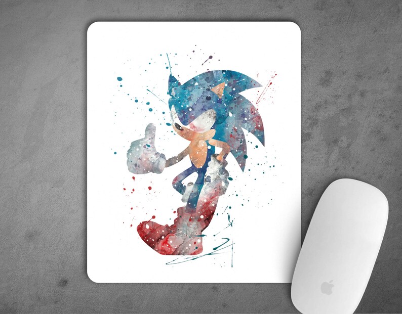 Sonic The Hedgehog Watercolor Mousepad Mouse Pad Art Print Etsy
