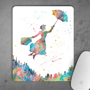 Mary Poppins Acquerello Mousepad Mouse Pad Art Print Decor express delivery option regalo Nursery Art tappetino per mouse