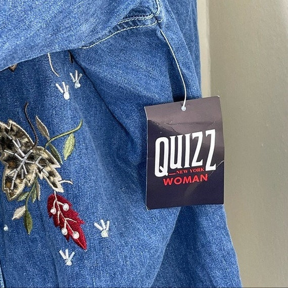 Vintage Quizz Woman Denim Embroidered Leopard Pri… - image 2