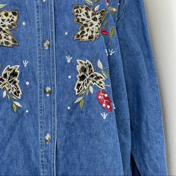 Vintage Quizz Woman Denim Embroidered Leopard Pri… - image 6