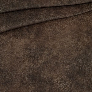 Faux Full Grain Leather Chestnut, Washable Soft Vegan Microfiber | Home Decor Performance Upholstery Fabric By the Yard