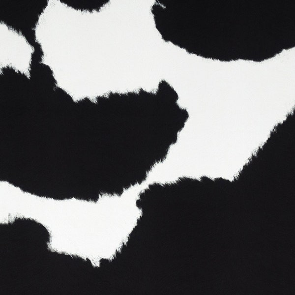Black Faux Cowhide Moo Moo Black | Faux Cow hide Hair on Hide Velvety Fabric with Large Repeat | Home Decor Upholstery Fabric By the Yard