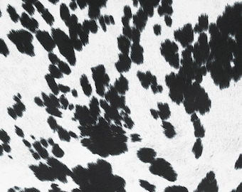 Udder Madness Domino Black | Faux Cowhide Hair on Hide Velvety Fabric | Home Decor Upholstery By the Yard