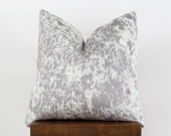 Grey Faux Cowhide Pillow Cover, Salt and Pepper Velvety Soft Pillow | Modern Farmhouse Country | Choose Size