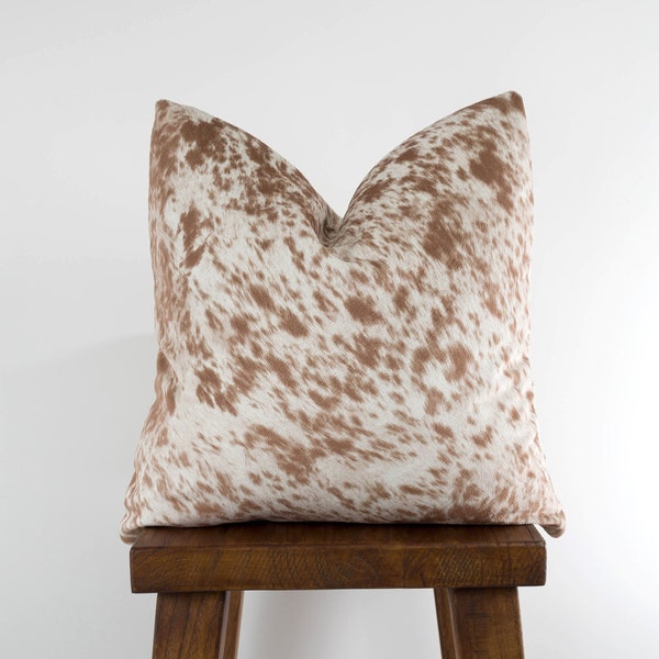 Faux Cowhide Pillow Cover - Salt and Pepper Palomino Velvet | Modern Farmhouse Country | Choose Size