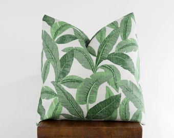 Outdoor Palm Leaf Pillow Cover, Coastal, Beach House Pillows, Throw Pillow, Jungle Mirage Banana Leaf Pillow Cover| Choose Size