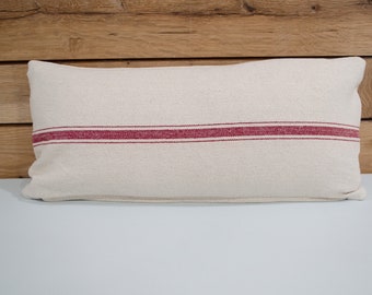 red grain sack pillows