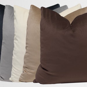 Soft Velvety Pillow Cover with Zipper, Home Decor Pillow Cover, Neutral Colors, Throw Pillow Cover | Choose Size and Color