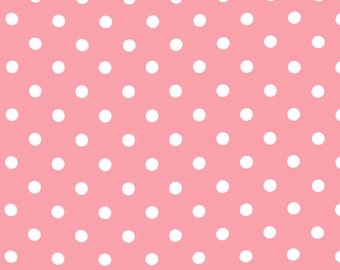 Baby Pink Polka Dots by Premier Prints, Drapery Fabric By the Yard | Light Pink Cotton Duck Canvas