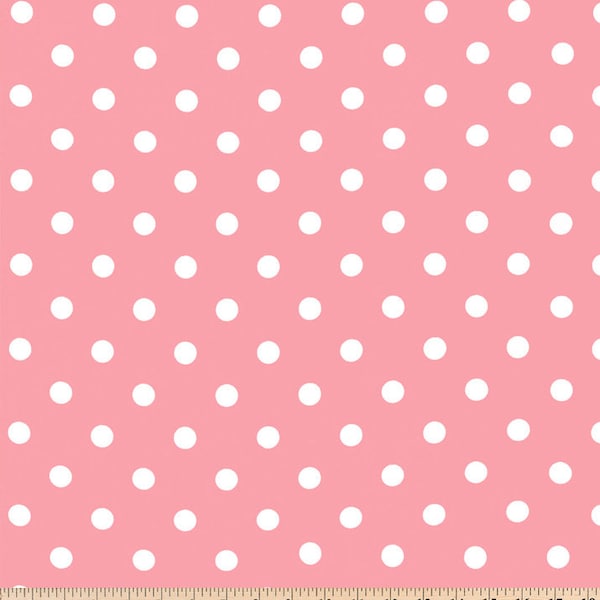 Baby Pink Polka Dots by Premier Prints, Drapery Fabric By the Yard | Light Pink Cotton Duck Canvas