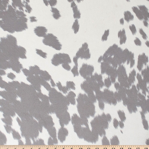 Udder Madness Grey | Faux Cowhide Hair on Hide Velvety Fabric | Home Decor Upholstery By the Yard