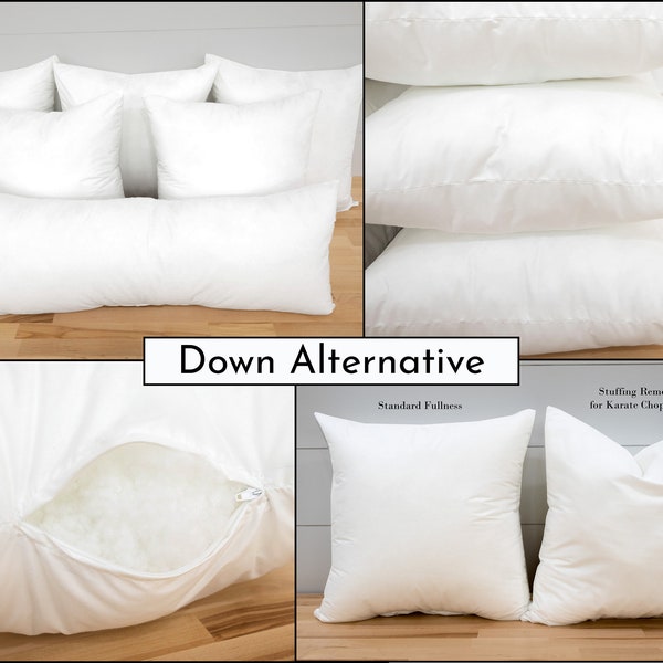Adjustable Pillow Insert with Down Alternative Clusterfill, Throw Pillow Form, Lumbar, Square, and Custom Sizes Available
