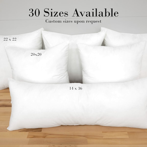 Pillow Insert with Down Alternative Cluster Fiber Fill, Adjustable with Zipper, Custom Sizes Available