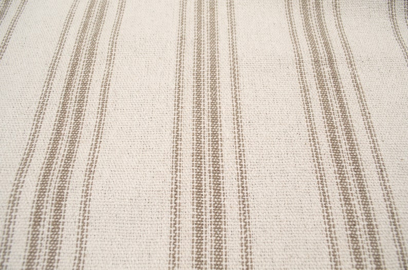 Feedsack Farmhouse Fabric French Country Reproduction Grain Sack Fabric By the yard Feed Sack Fabric Tan Stripe