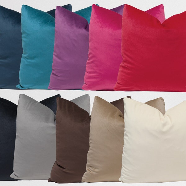 Soft Micro Velvet Pillow Cover with Zipper, Colorful Velveteen Throw Covers | Choose Size and Color