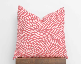 Coral Pillow Cover with Zipper | Modern Dots Beach House Throw Pillow | Choose Size