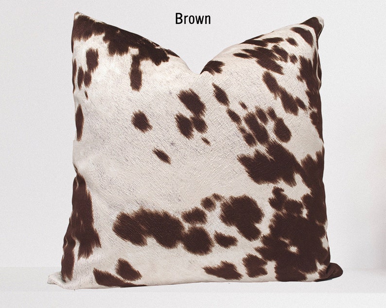 Cowhide Pillow Covers Faux Cowhide Domino Black Beige Etsy