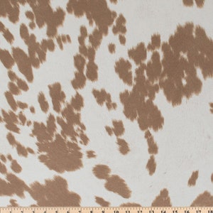 White Brown Cow Fur Print Girls DIY Fabric by The Yard for Kids Teens Woman  Craft Lovers,Abstract Farm Cowhide Texture,Decorative DIY Fabric for