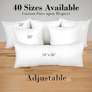 Pillow Insert with Down Alternative Cluster Fiber Fill, Adjustable with Zipper, Custom Sizes Available