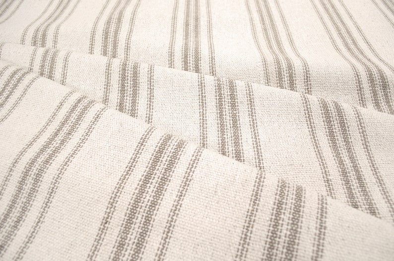 Feedsack Farmhouse Fabric French Country Reproduction Grain Sack Fabric By the yard Feed Sack Fabric Tan Stripe