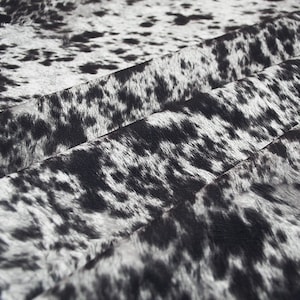 Salt & Pepper Faux Cowhide Black, Faux Cowhide Hair on Hide Velvety Fabric, Home Decor Upholstery By the Yard