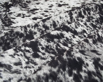 Salt & Pepper Faux Cowhide Black, Faux Cowhide Hair on Hide Velvety Fabric, Home Decor Upholstery By the Yard