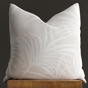beige neutral palm tree pillow cover