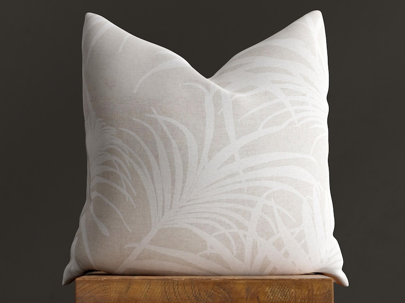 beige neutral palm tree pillow cover