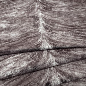 Brindle Faux Cowhide | Brazilian Printed Hair on Hide Velvety Fabric | Home Decor Upholstery By the Yard
