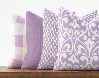 Light Purple Pillow Cover with Zipper, Feminine, Playful Decor Throw Pillow Cover - Multiple Sizes Available