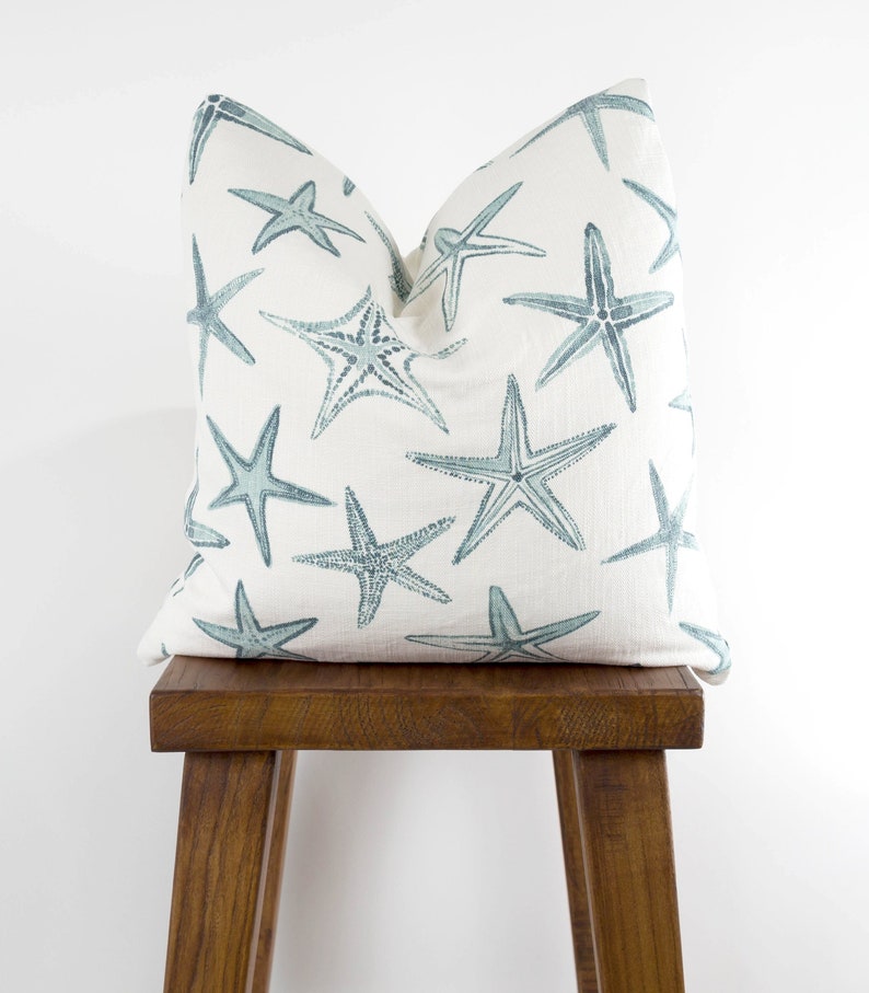 Starfish Pillow Cover in Harbor Luxe Linen Nautical Sea Etsy