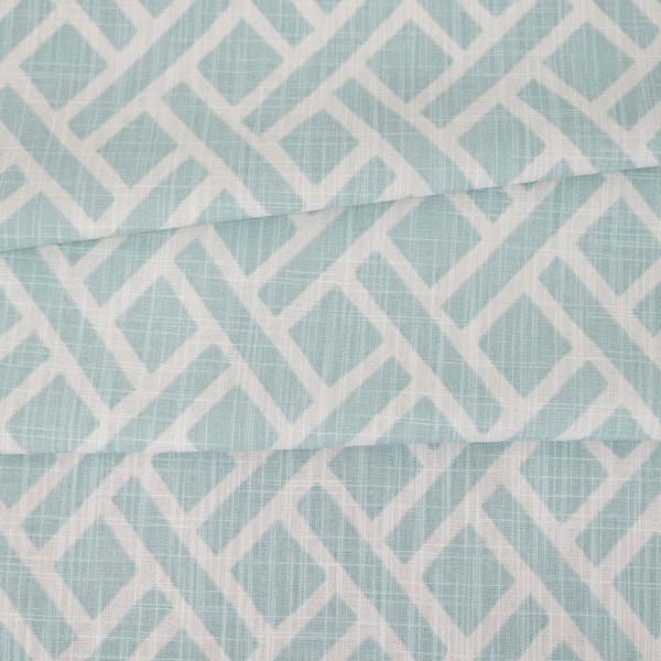 Lattice Print Fabric, Eastwood Blue Haze Slub Canvas by Premier Prints | By the Yard