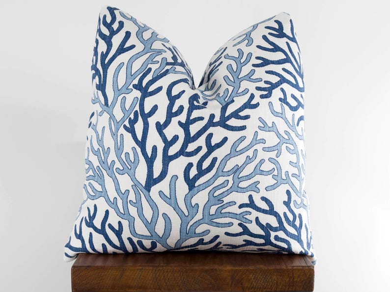 Coral Reef Vista Blue Pillow Cover for Beach House