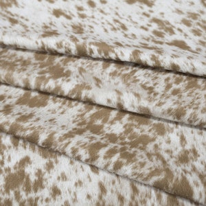 Salt & Pepper Faux Cowhide Palomino | Tan Faux Cowhide Hair on Hide Velvety Fabric | Home Decor Upholstery By the Yard