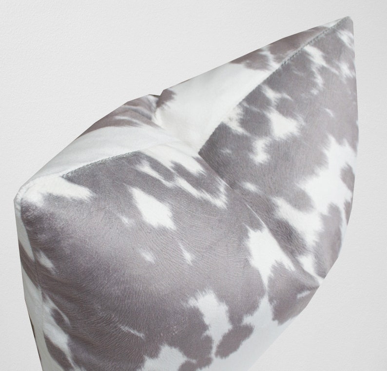 Cowhide Pillow Cover Faux Cowhide Grey Velvet Farmhouse Etsy