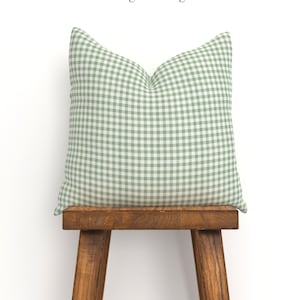 gingham green pillow cover