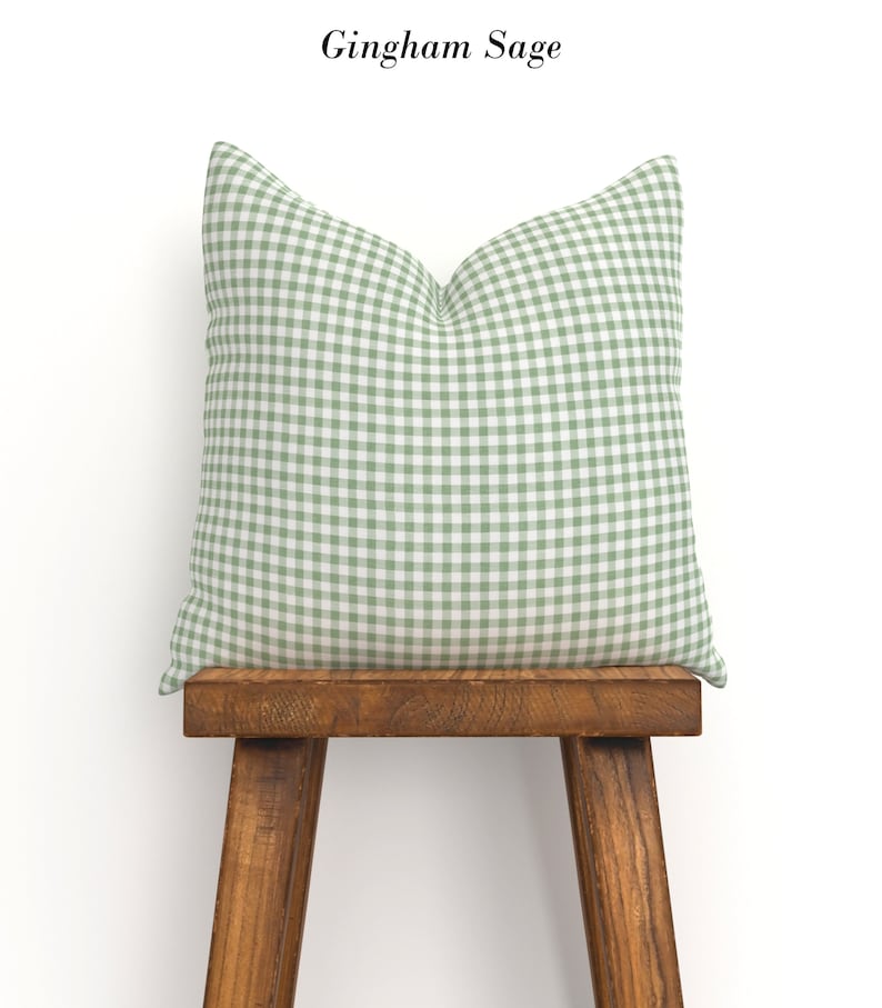 gingham green pillow cover
