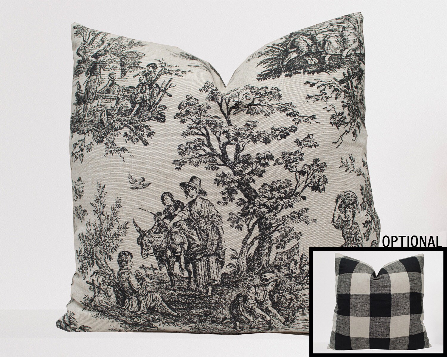 black toile pillows