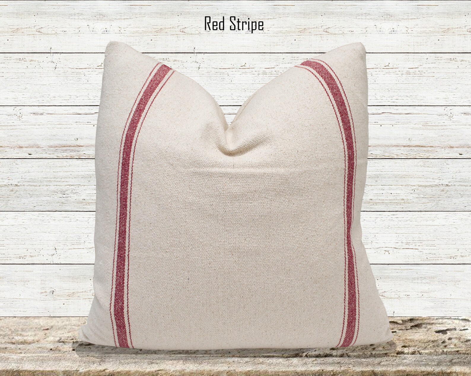 Feed Sack Pillow Cover Red Ticking Stripe Grain Sack Stripe Etsy