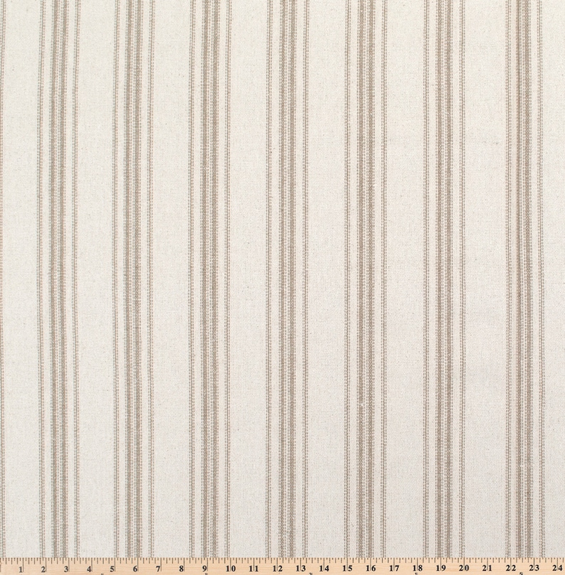 Feedsack Farmhouse Fabric French Country Reproduction Grain Sack Fabric By the yard Feed Sack Fabric Tan Stripe