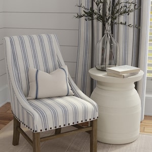 grain sack blue multi stripe chair upholstery