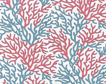 Coral Reef Maui Luxe Canvas by Premier Prints Scott Living | Coral & Blue Fabric By the Yard