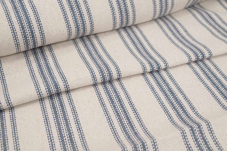 grain sack blue ticking fabric by the yard