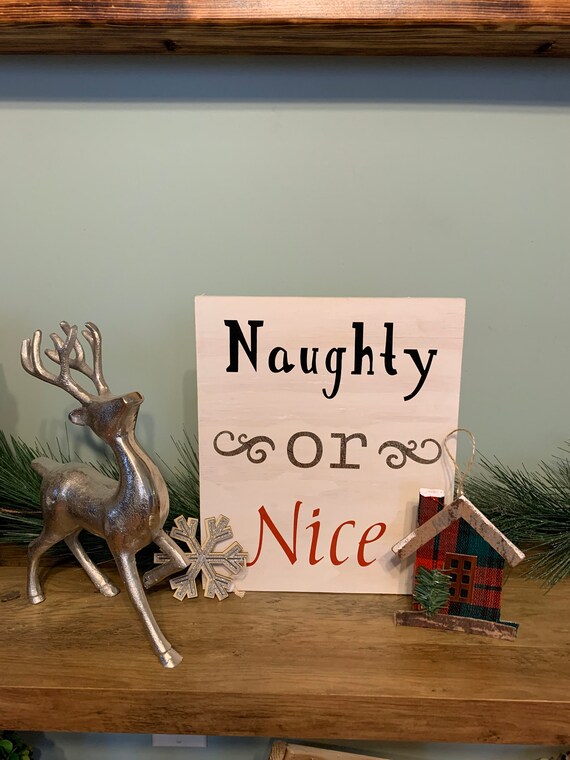 Handmade Naughty or Nice Santa Christmas Wood Sign Il_570xn