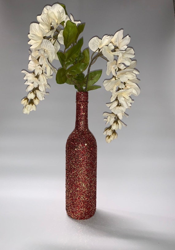 Red & Gold Glitter Wine Bottle Decorative Centerpiece Wedding Engagement Birthday Graduation Anniversary Casino Party Il_570xn