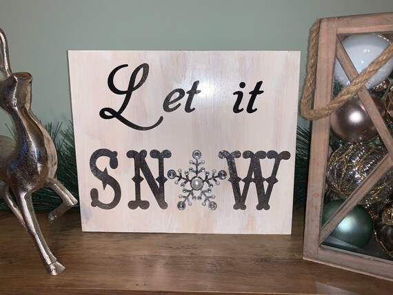Handmade Let it Snow Winter Christmas Wood Sign Il_570xn