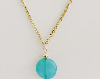 Gold plated necklace - Blue agate