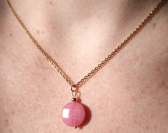 Collier Plaqué or - Agate Rose