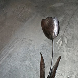 Big wrought iron tulip, welded, handmade  by TheSteelStyleThings, whimsical eternal metal flower - 3d art 6th iron anniversary gift