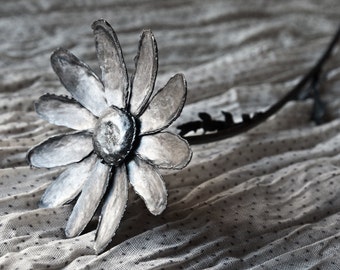 Daisy - metal flower sculpture. wrought iron art by TheSteelStyleThings, iron anniversary gift